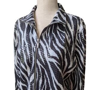 Erin London Zebra Print Zip Front Jacket M